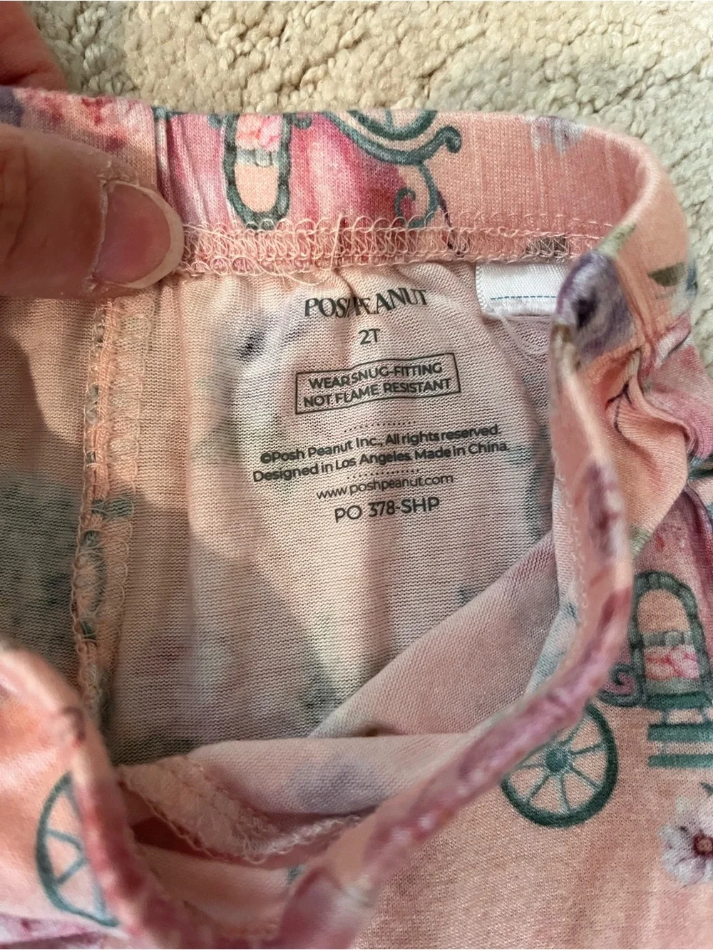 Posh Peanut Long Sleeve Pajama Set “Pumpkin Carriage Floral Print Size 2T EC - Picture 4 of 6